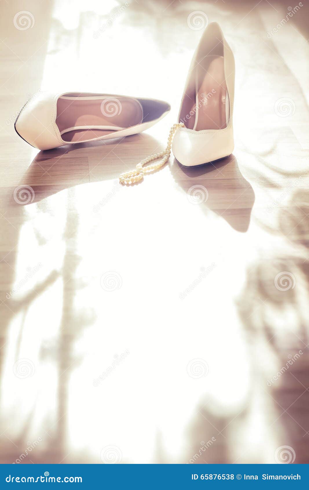 Wedding white shoes stock photo. Image of ceremony, beads - 65876538