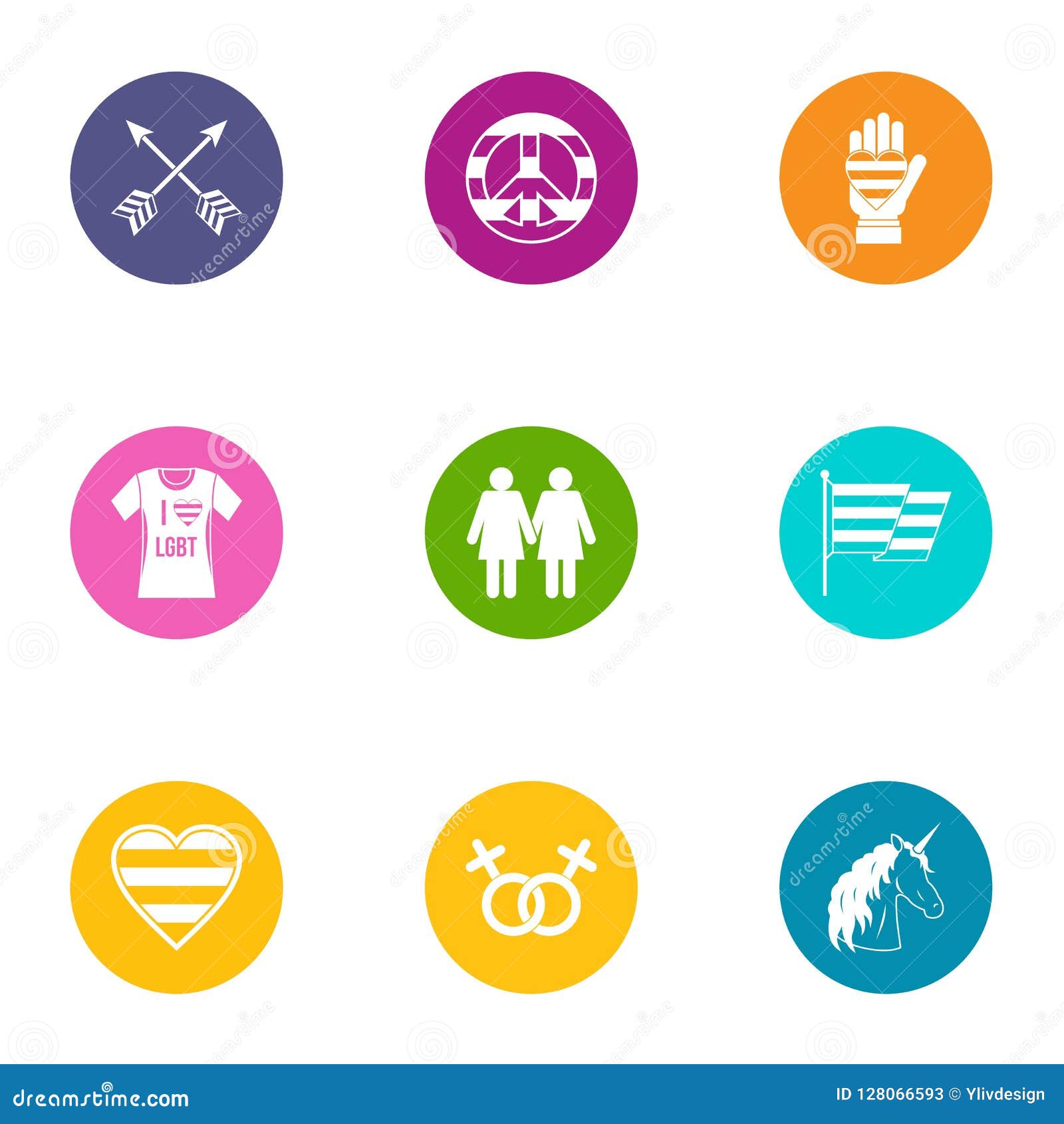 wedlock icons set, flat style