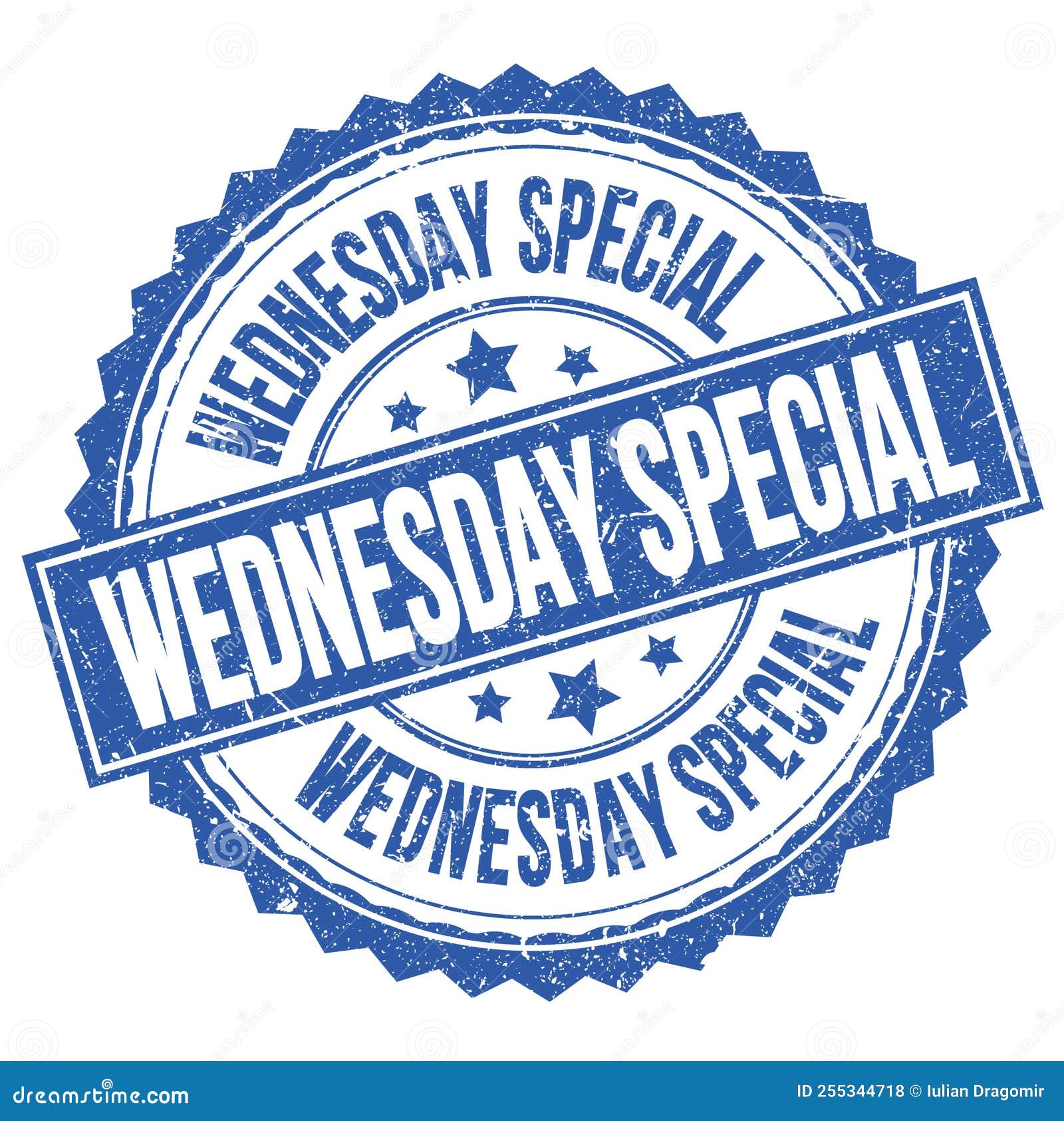WEDNESDAY SPECIAL Text on Blue Round Stamp Sign Stock Illustration