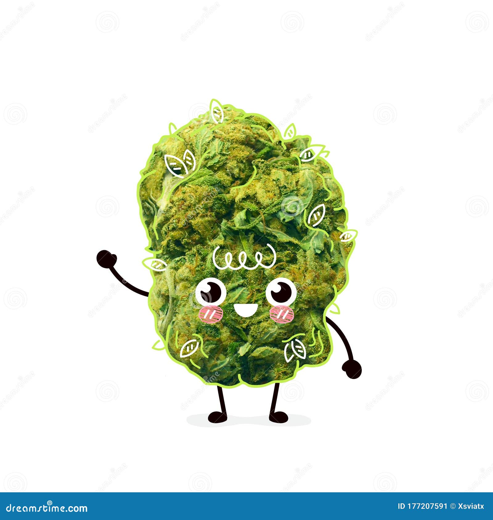 Weed Bud with Hand Drawing Graphic Elements. Happy Smiling Cute Marijuana  Cannabis. Cartoon Character Illustration Desin Stock Illustration -  Illustration of background, icon: 177207591