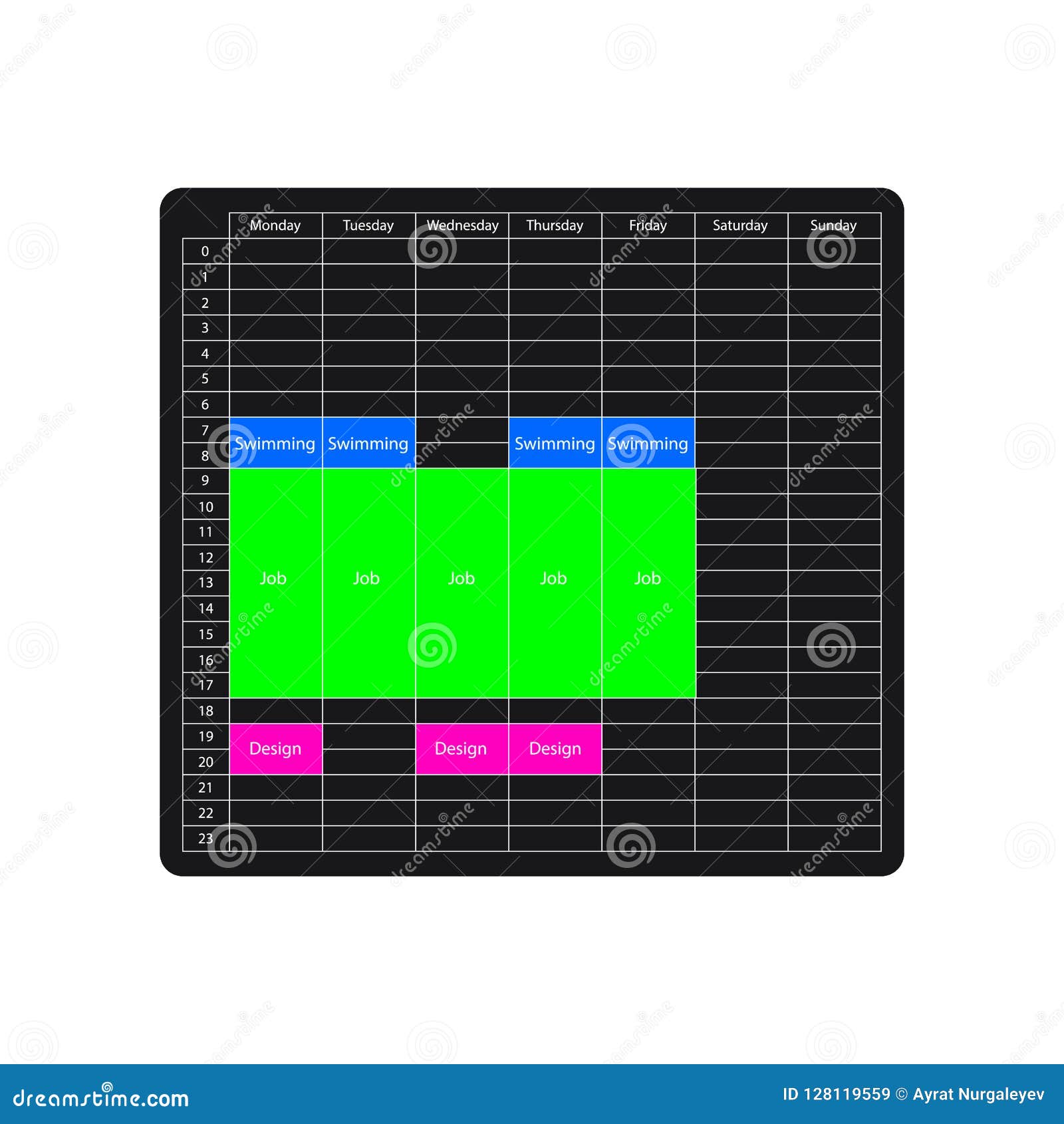 Download The Week Time Table Mockup. The Tasks Planner Stock Vector ...