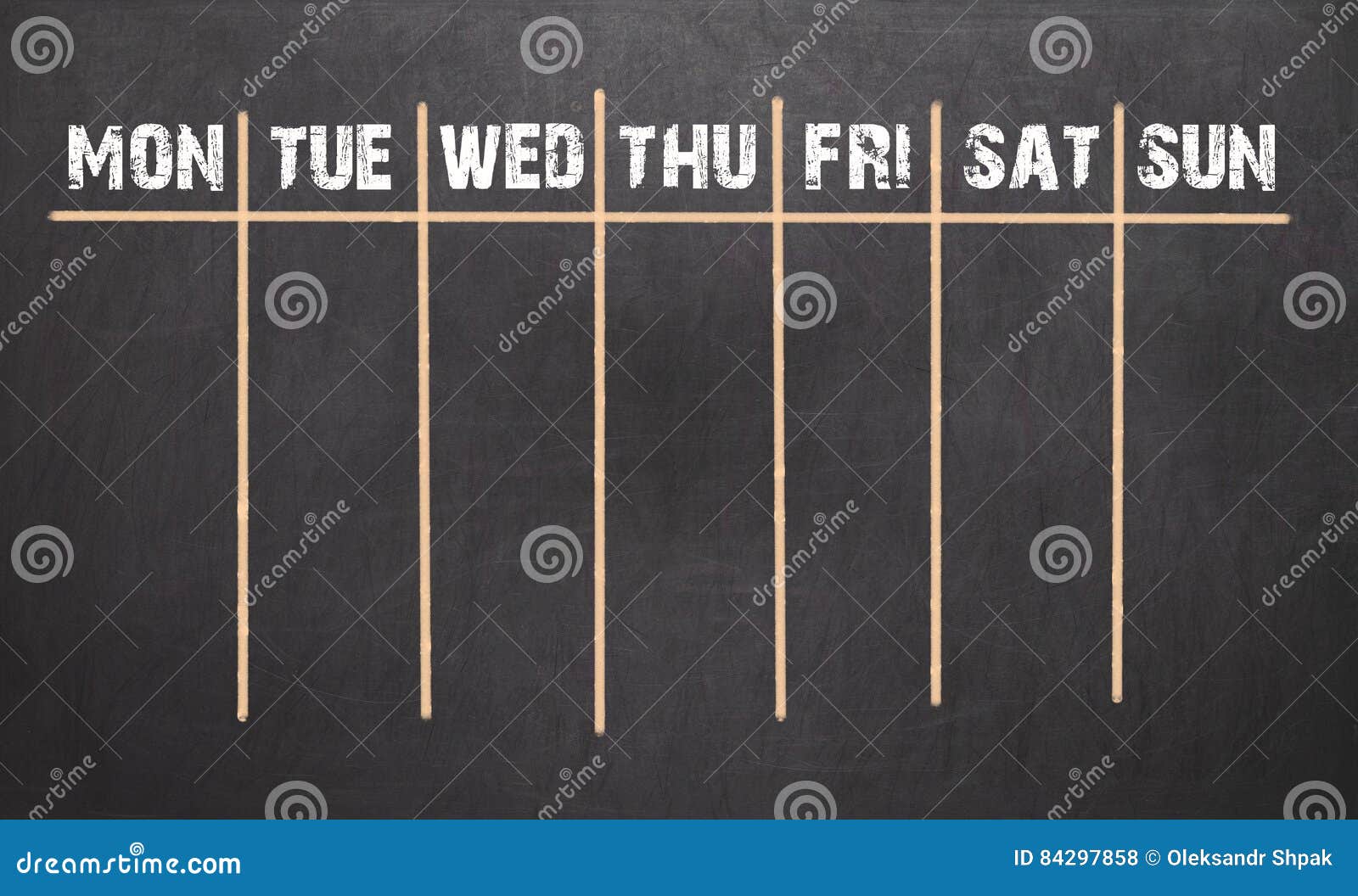 weekly calendar on chalkboard background