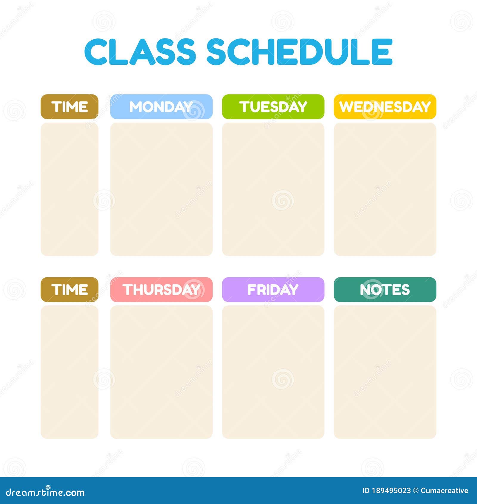 Weekly Class Schedule Template Organizer Planner And Schedule With ...