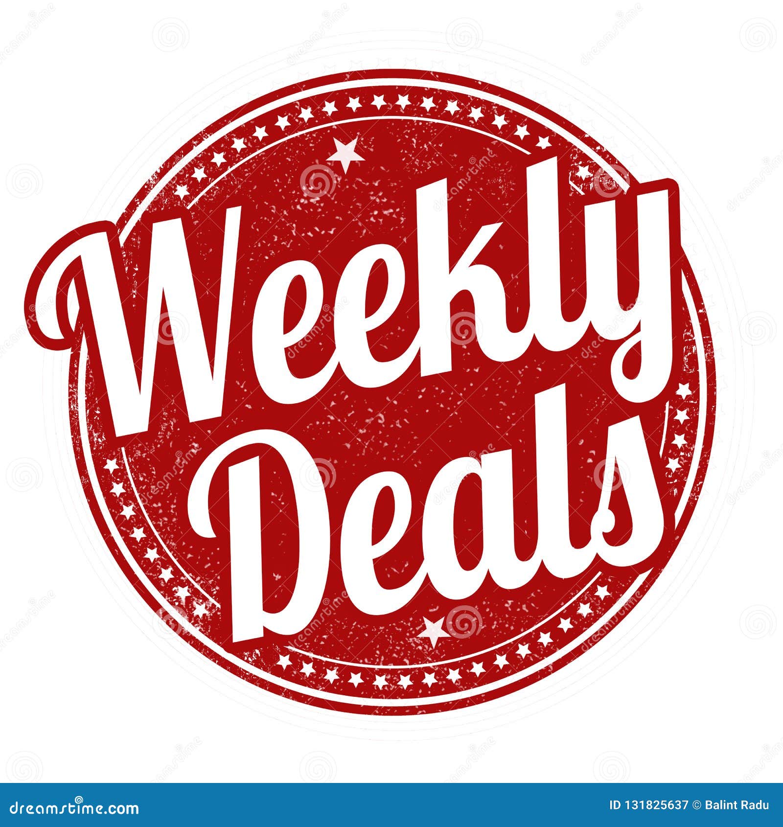 weekly deals sign or stamp