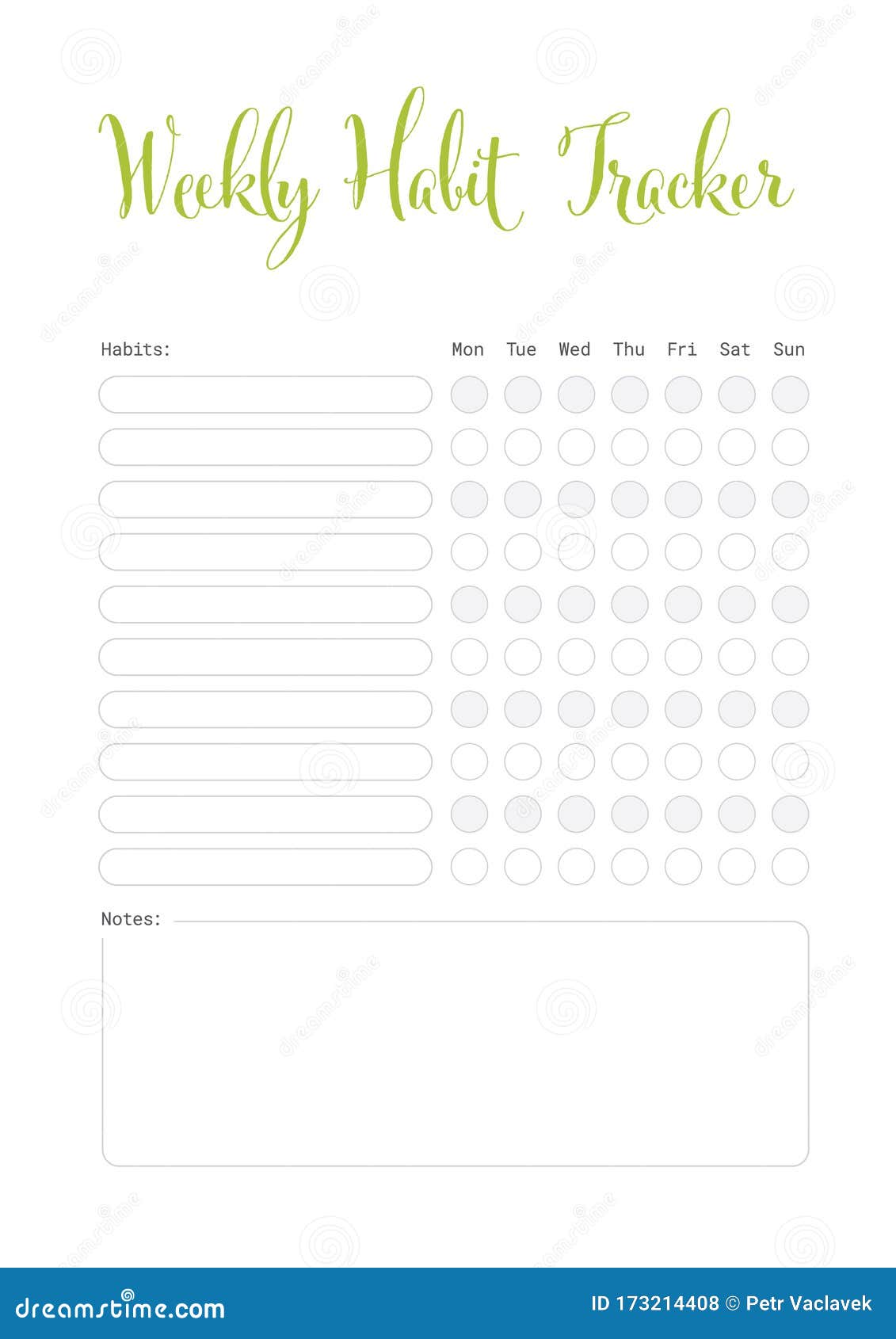 weekly habit tracker template