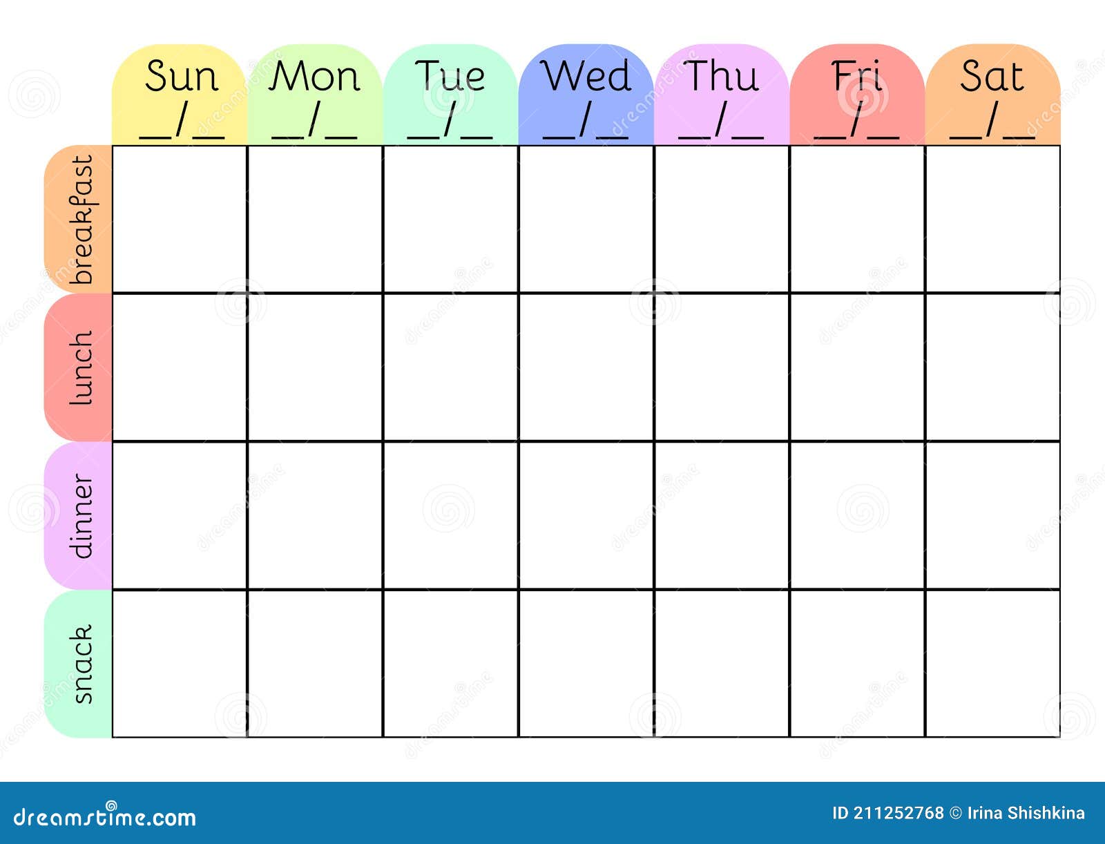 Weekly Menu A21 Printable Planner Template Stock Vector With Regard To Menu Schedule Template Weekly Menu A21 Printable Planner Template Stock Vector With Regard To Menu Schedule Template