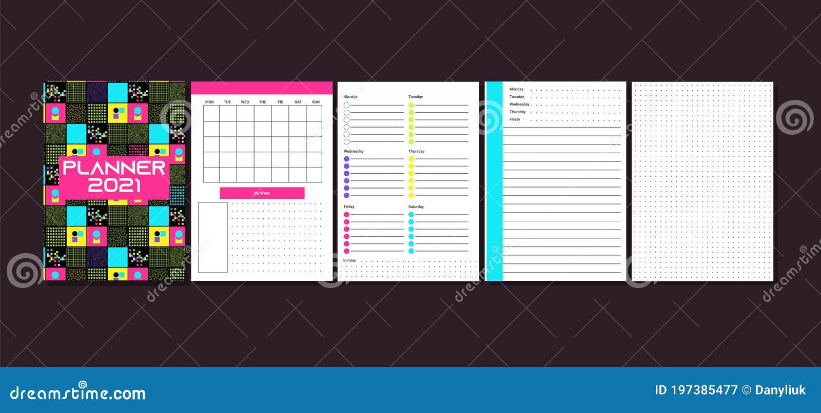 daily, weekly, monthly planner template. minimalist planners. week schedule. organizer page