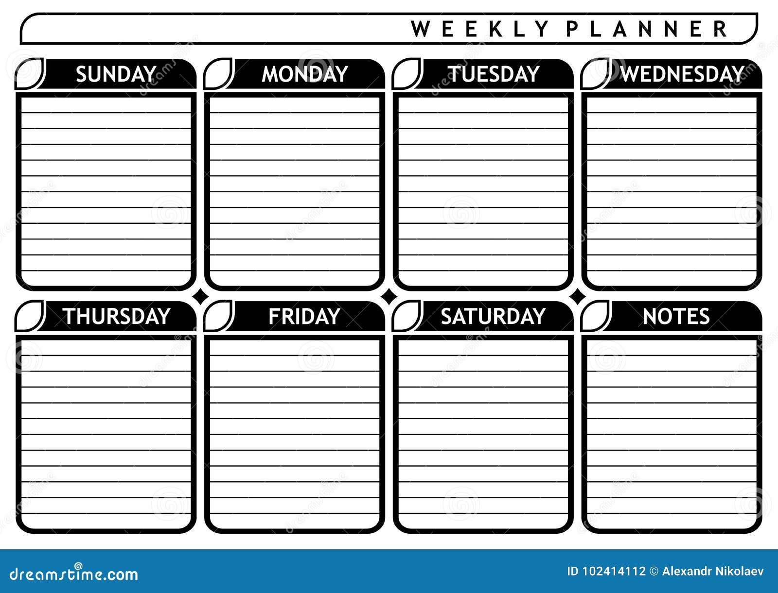 weekly planner blank schedule routine