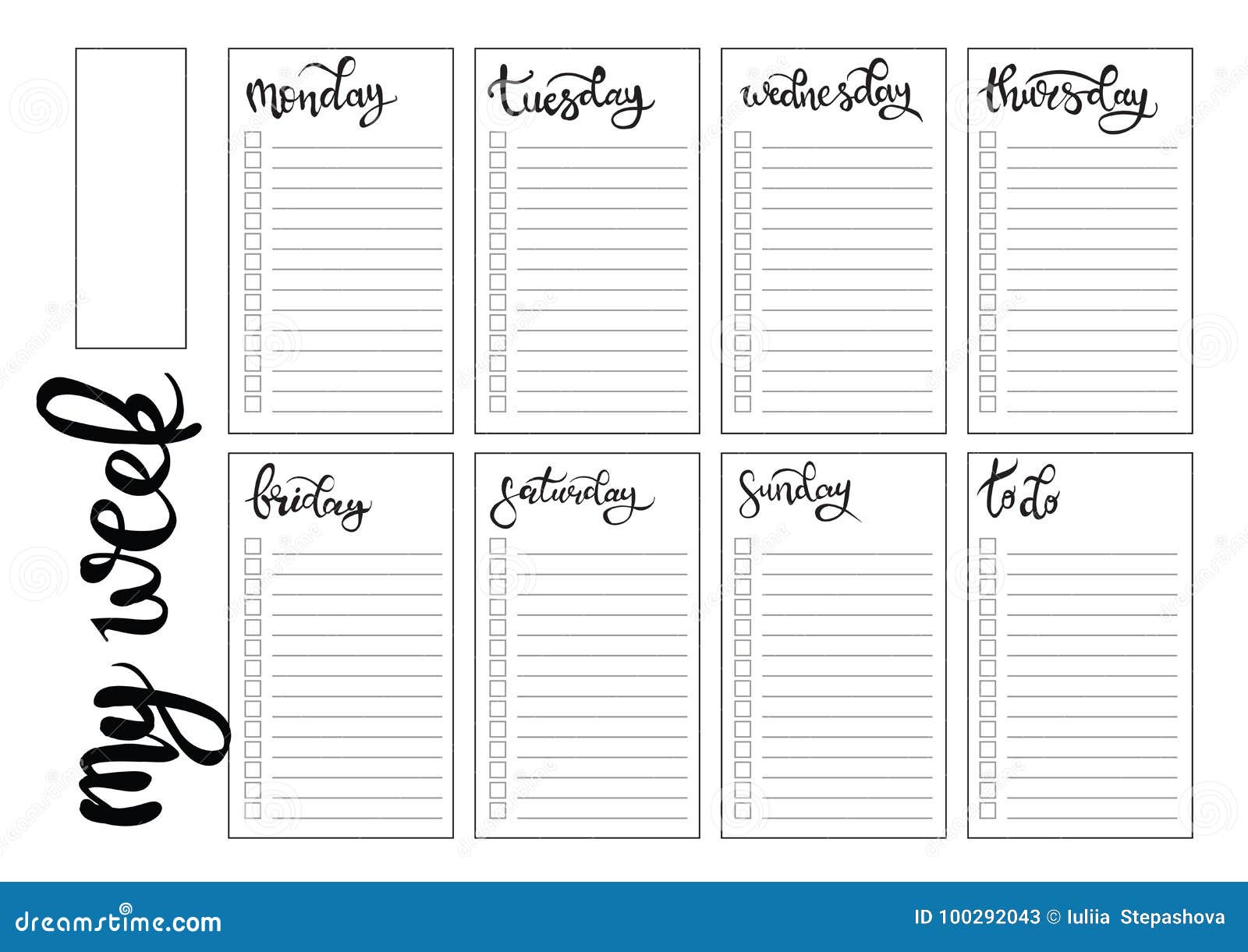 Weekly Planner Blank Template Stock Vector - Illustration of personal ...