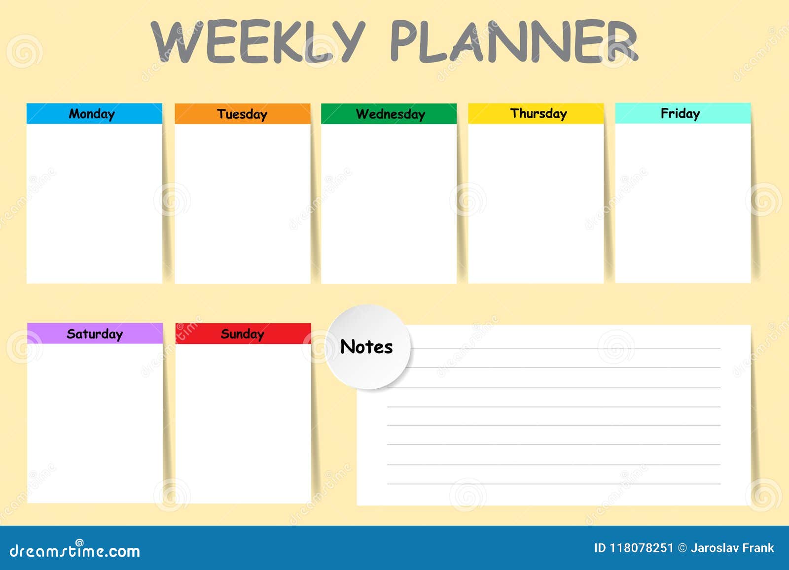 Weekly Planner Vector Concept On The Yellow Background