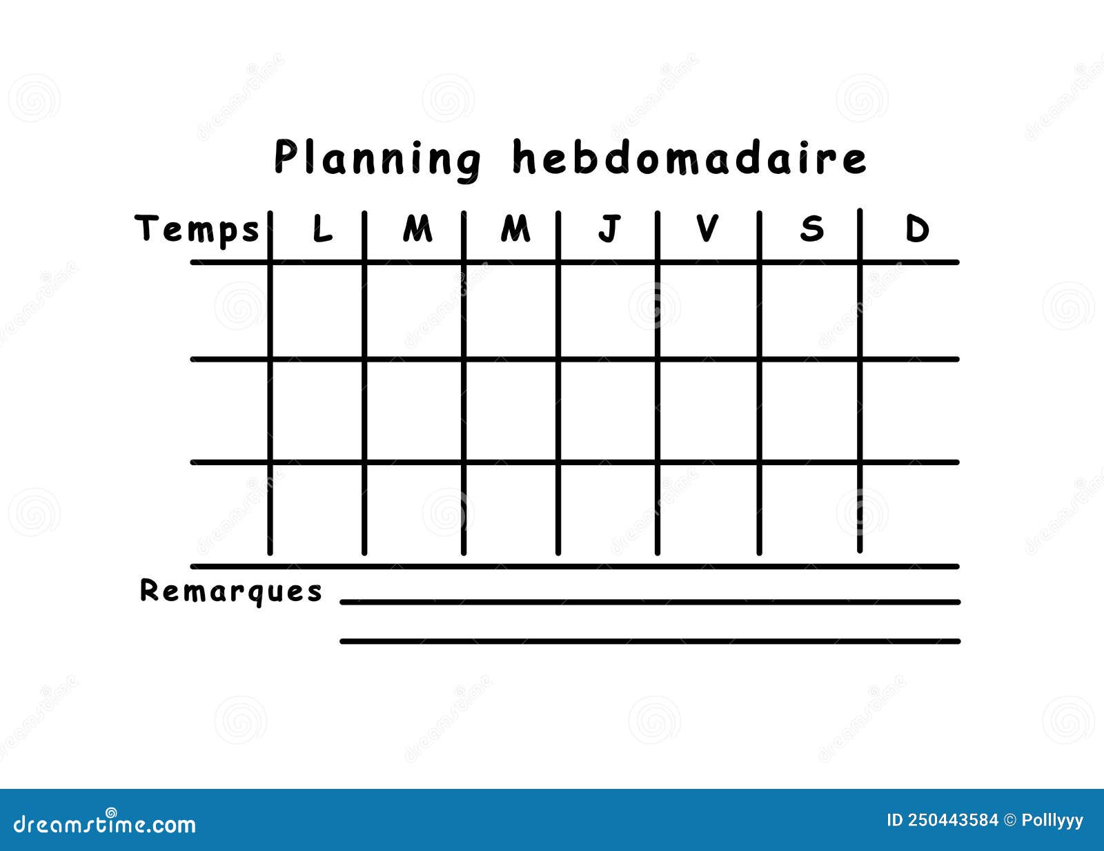 Week Planner, french