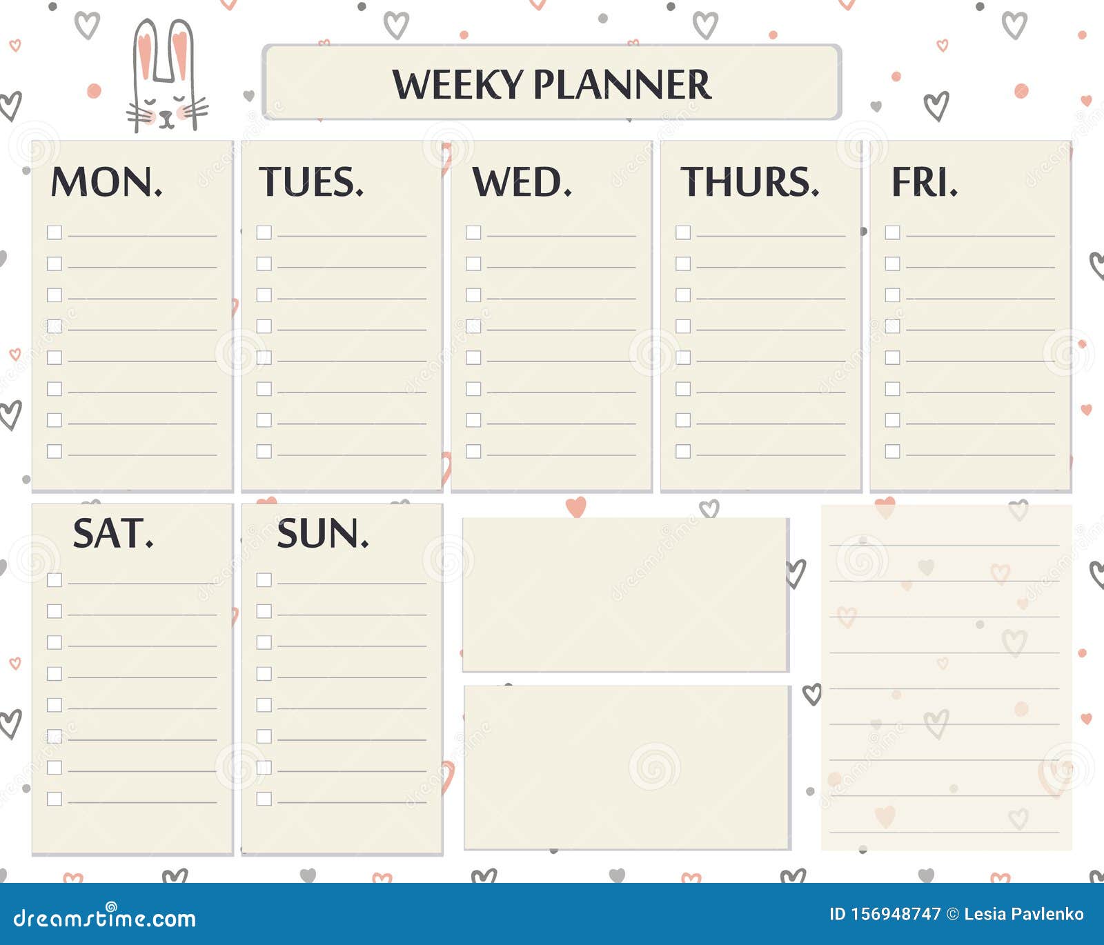 Free Minimalist Coral Doodle Weekly planner template