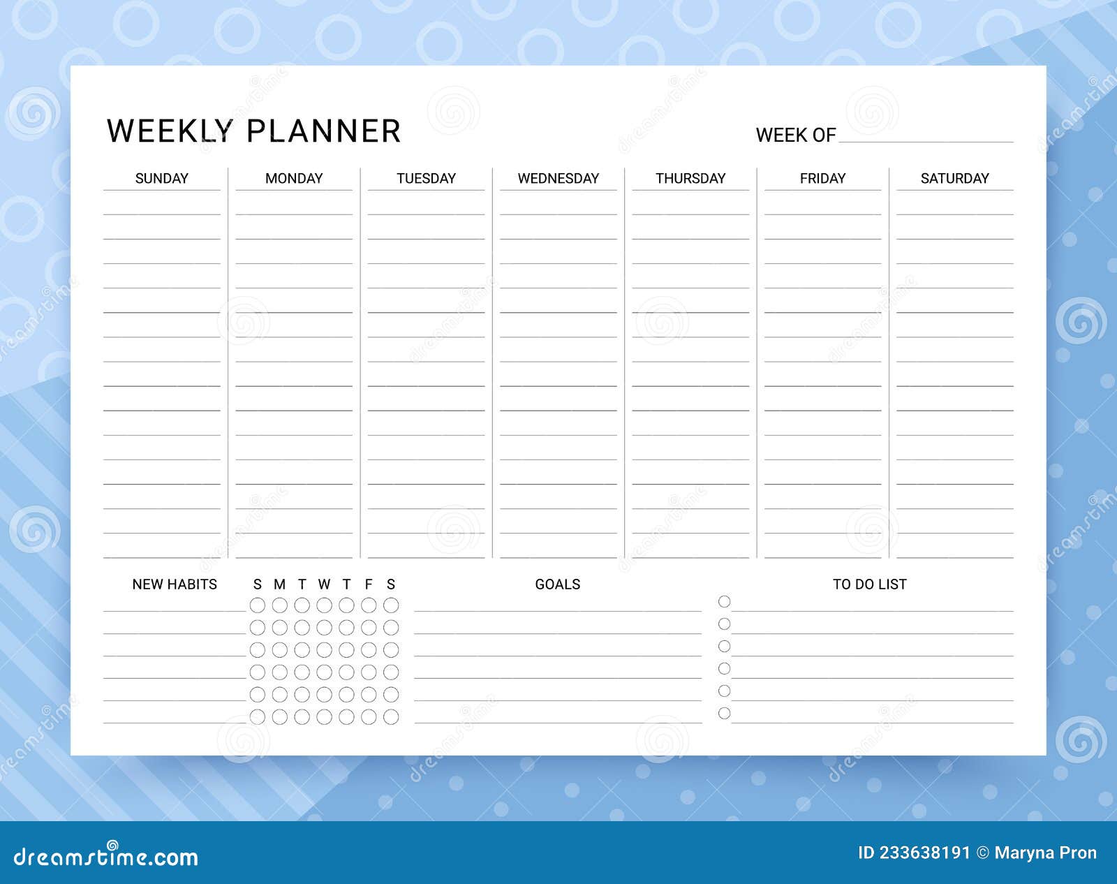 Weekly Planner Timetable Homework Template Vector Illustration Stock  Illustration - Download Image Now - iStock