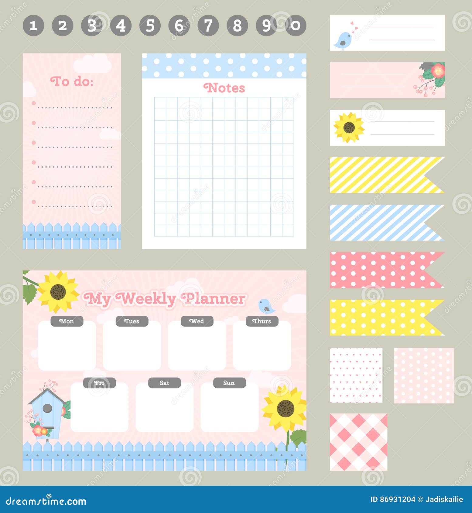 weekly planner template organizer and schedule with notes and to do