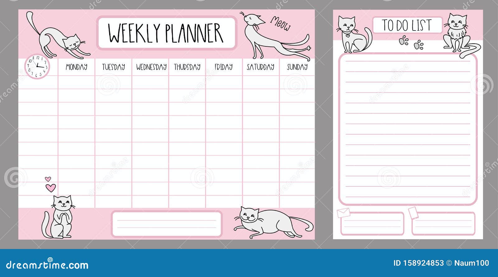 Weekly Planner Template and To Do List with Different Cute Cats Stock Vector - Illustration of printable, drawn: 158924853 Weekly Planner Template And To Do List With Different Cute Cats Stock Vector - Illustration Of Printable, Drawn: 158924853