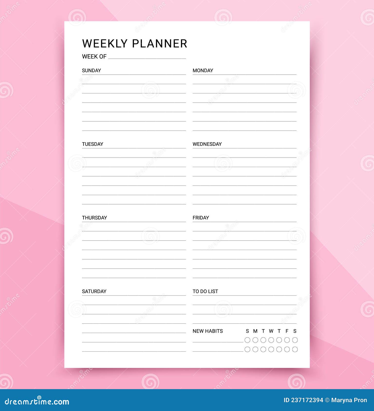 Printable Weekly Homework Planner Time