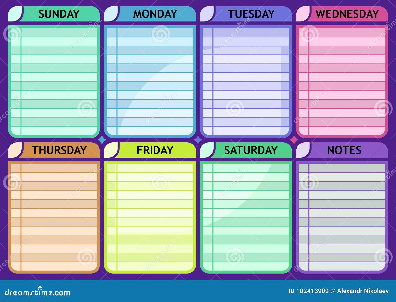 weekly schedule blank routine planner