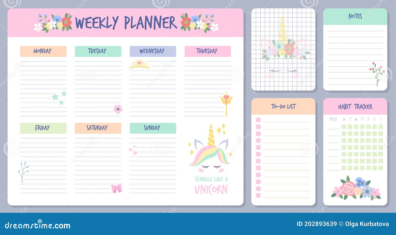 kathedraal Gematigd Populair Weekplanner. Kalender Dagen Organisatoren Met Een Schattig Eenhoorndier.  Agenda-herinnering En Checklist Vector Illustratie - Illustration of  organisatie, persoonlijk: 202893639