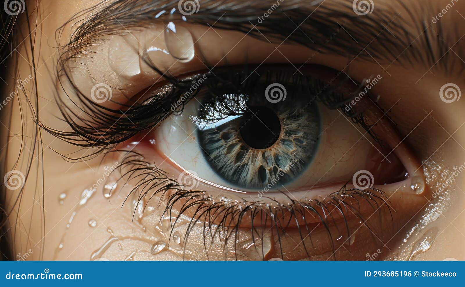 Scared Eyes: Hyperrealistic 3d Rendering of a Woman S Eye with Water ...