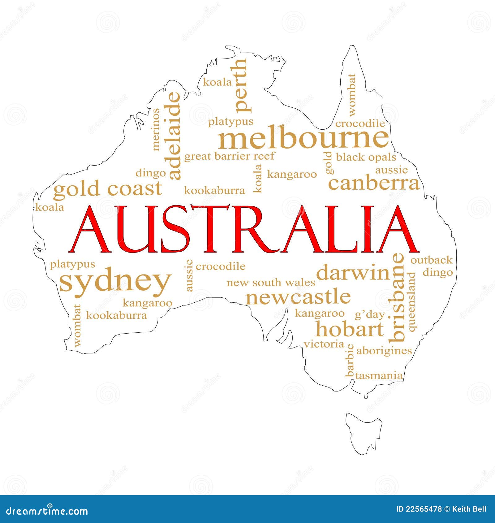 Weisse Australien Wort Wolken Karte Stock Abbildung Illustration Von Karte Wolken