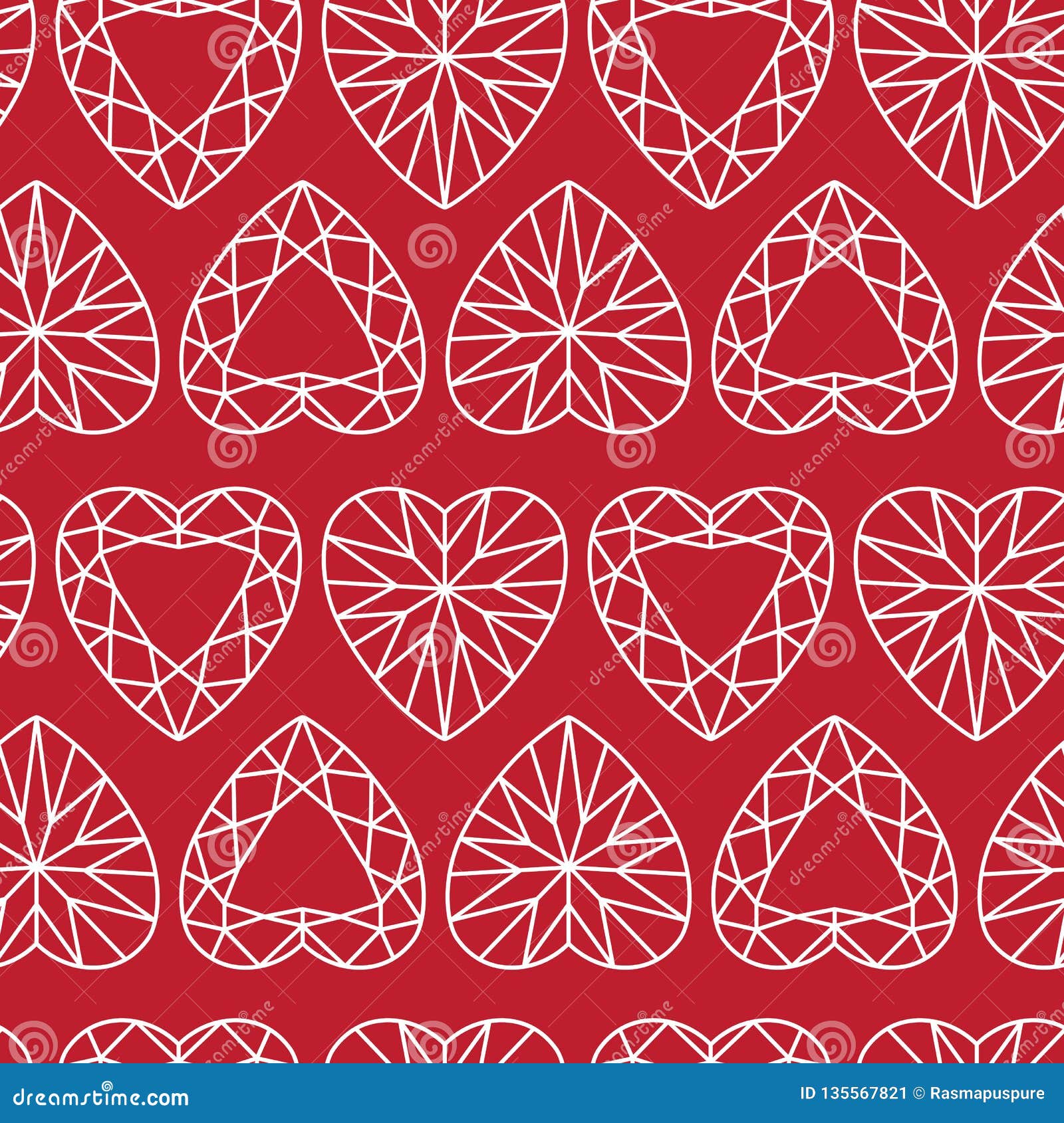Weisses Herz Geformter Diamond Seamless Pattern Auf Rot Vektor Abbildung Illustration Von Element Diamant
