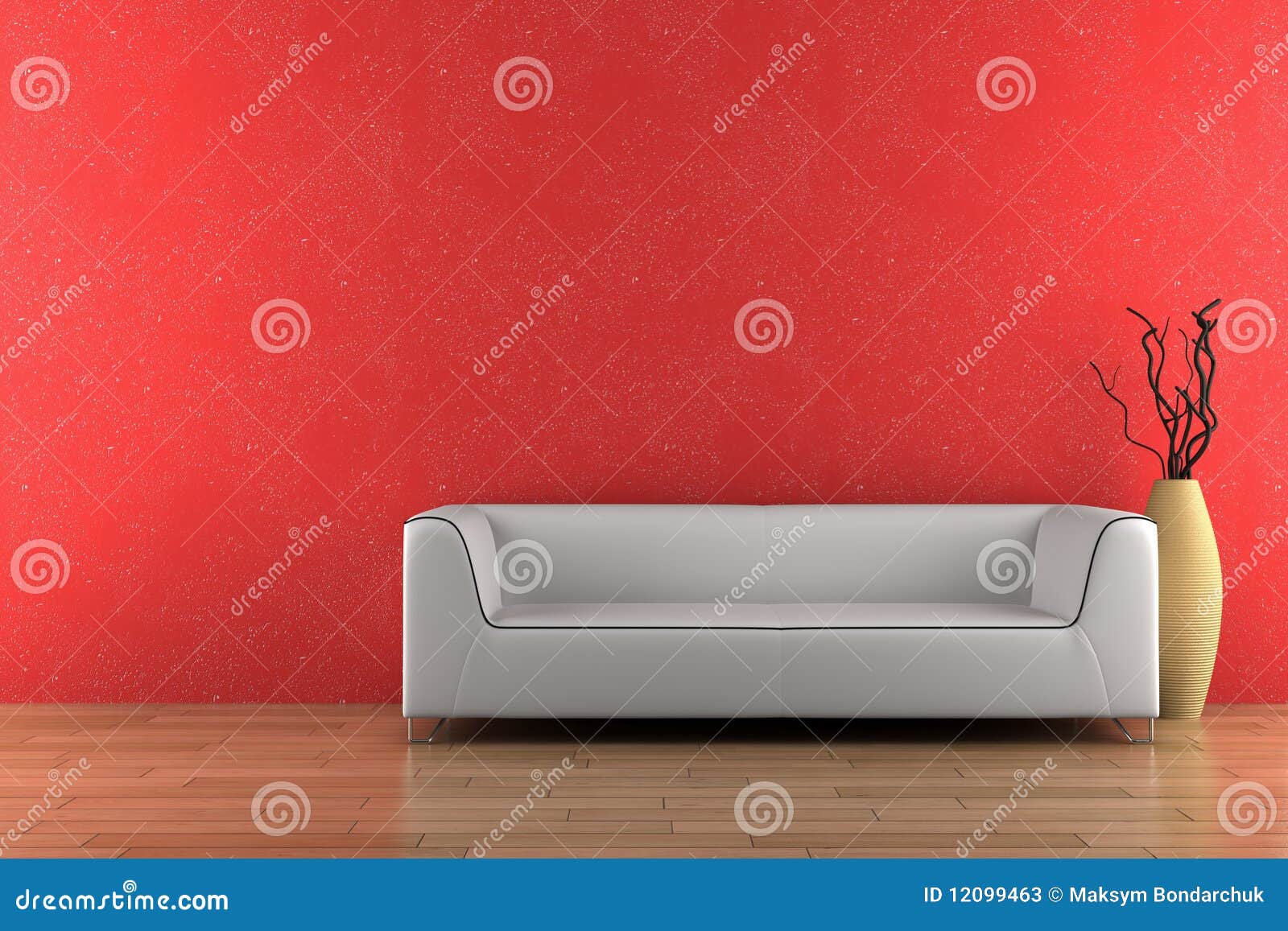 WeiÃes sofa und vase vor roter wand stockfotos bild: 12099463