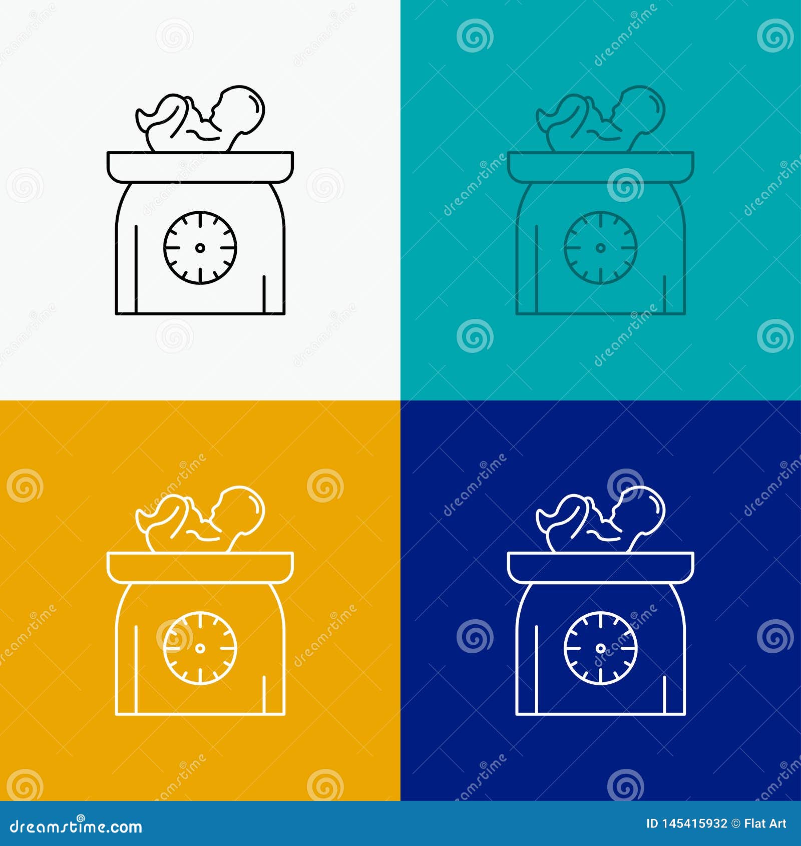 Weight, Baby, New Born, Scales, Kid Icon Over Various ...