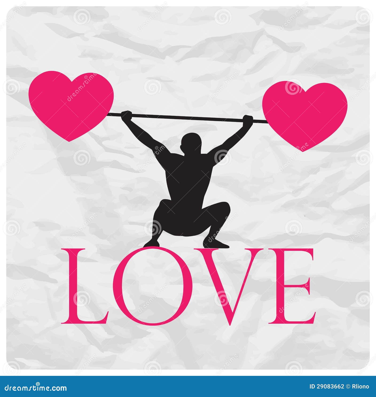 Weight lifter and hearts. stock vector. Illustration of lifting 29083662