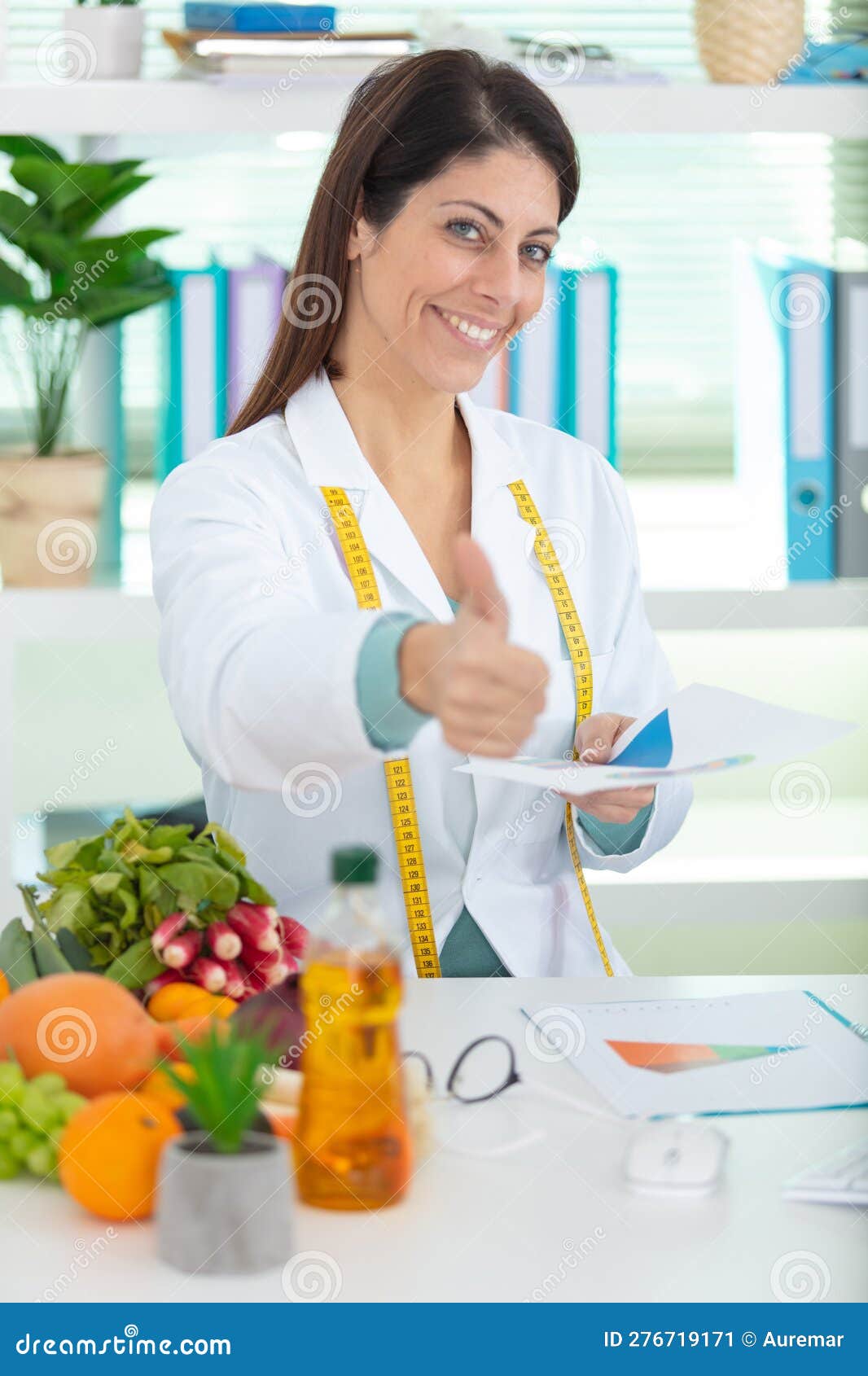 Weight Loss Concept Young Dietitian in Office Stock Image Image of