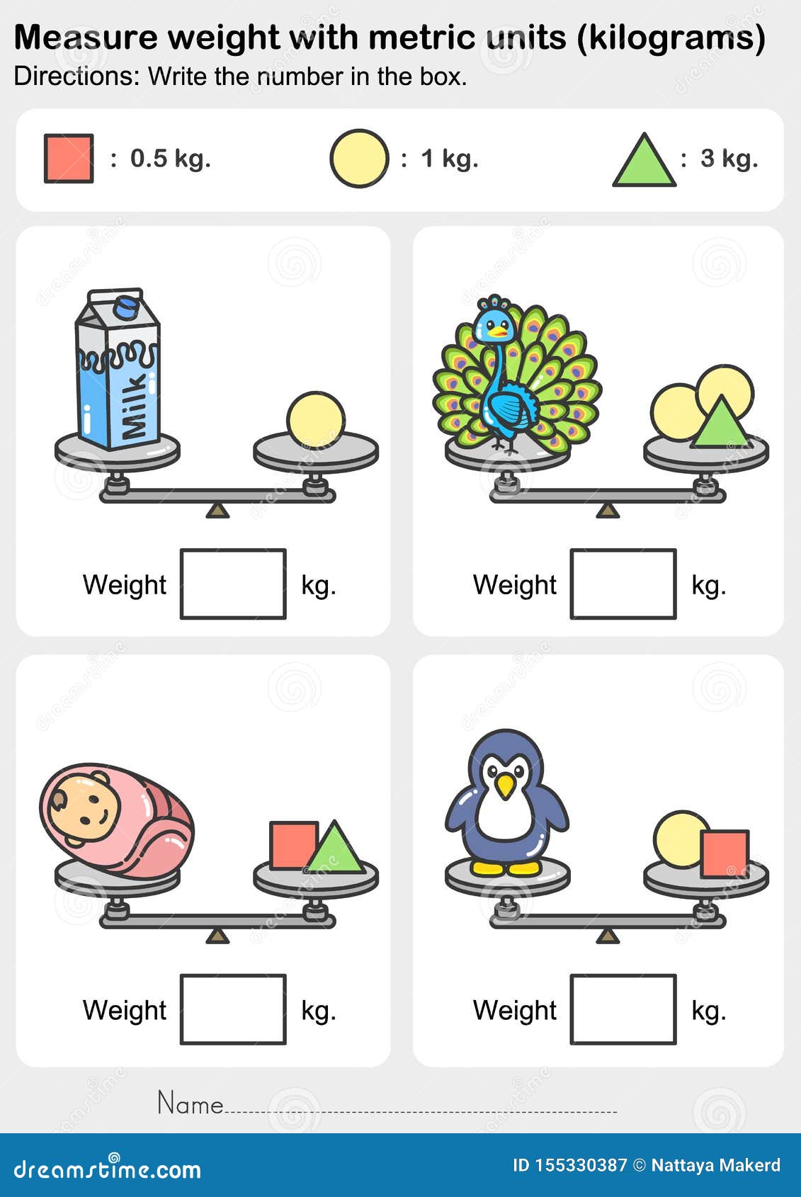 Weight Measurement Worksheet - Measure Weight With Metric Units