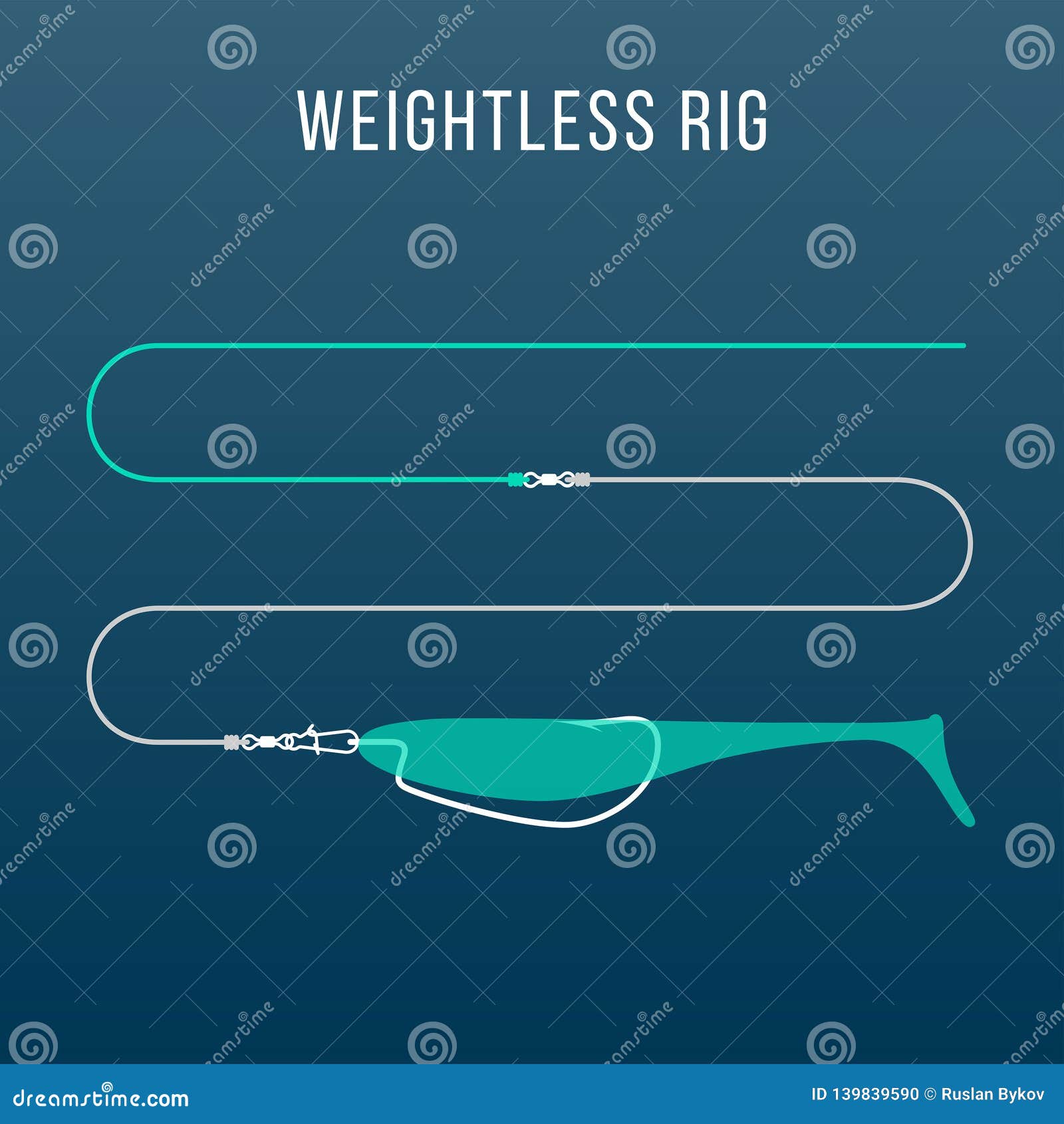 Weightless Rigged Soft Plastic Bait Setup for Bass Fishing Stock Vector -  Illustration of instruction, catch: 139839590