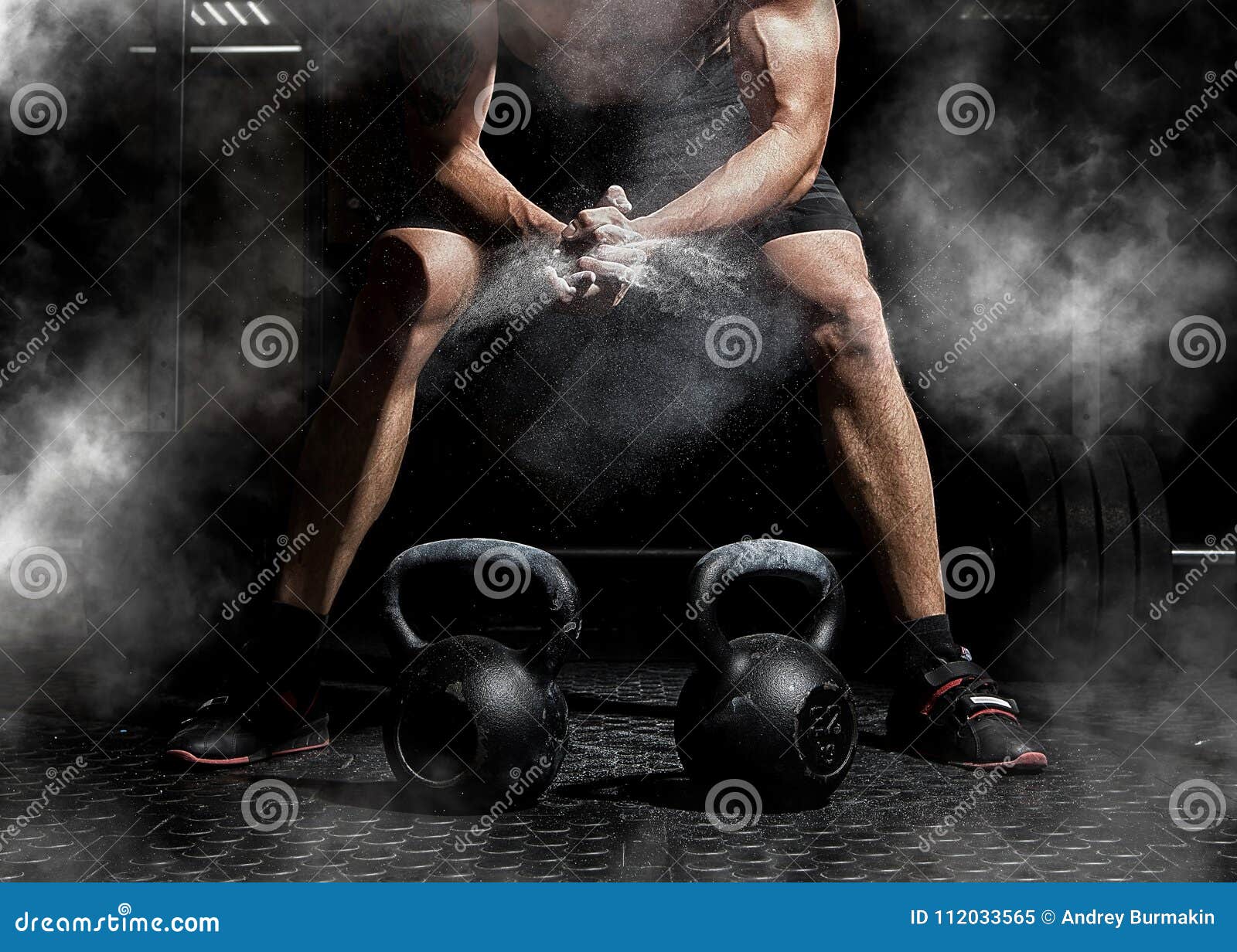 Weightlifter Clapping Hands and Preparing for Workout at a Gym Stock Image Image of lift