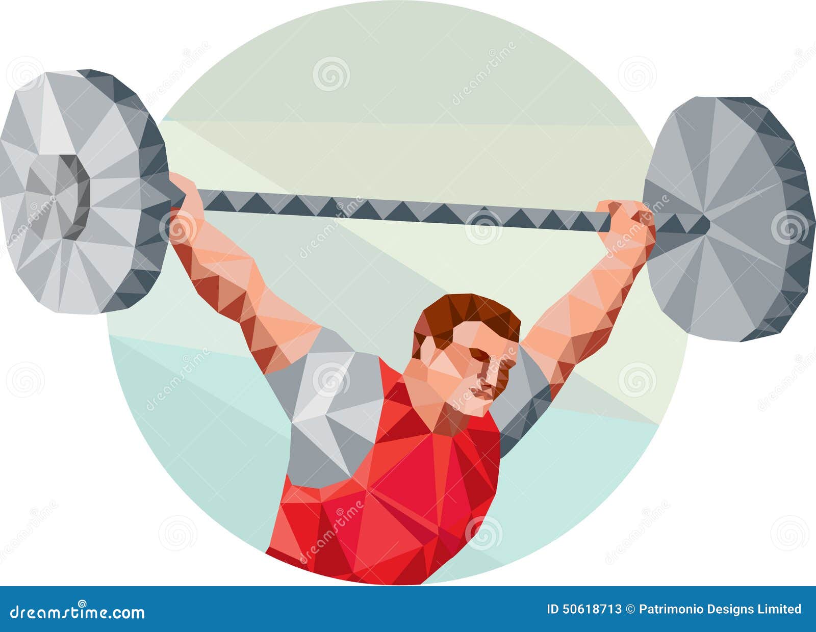 weightlifter lifting barbell circle low polygon