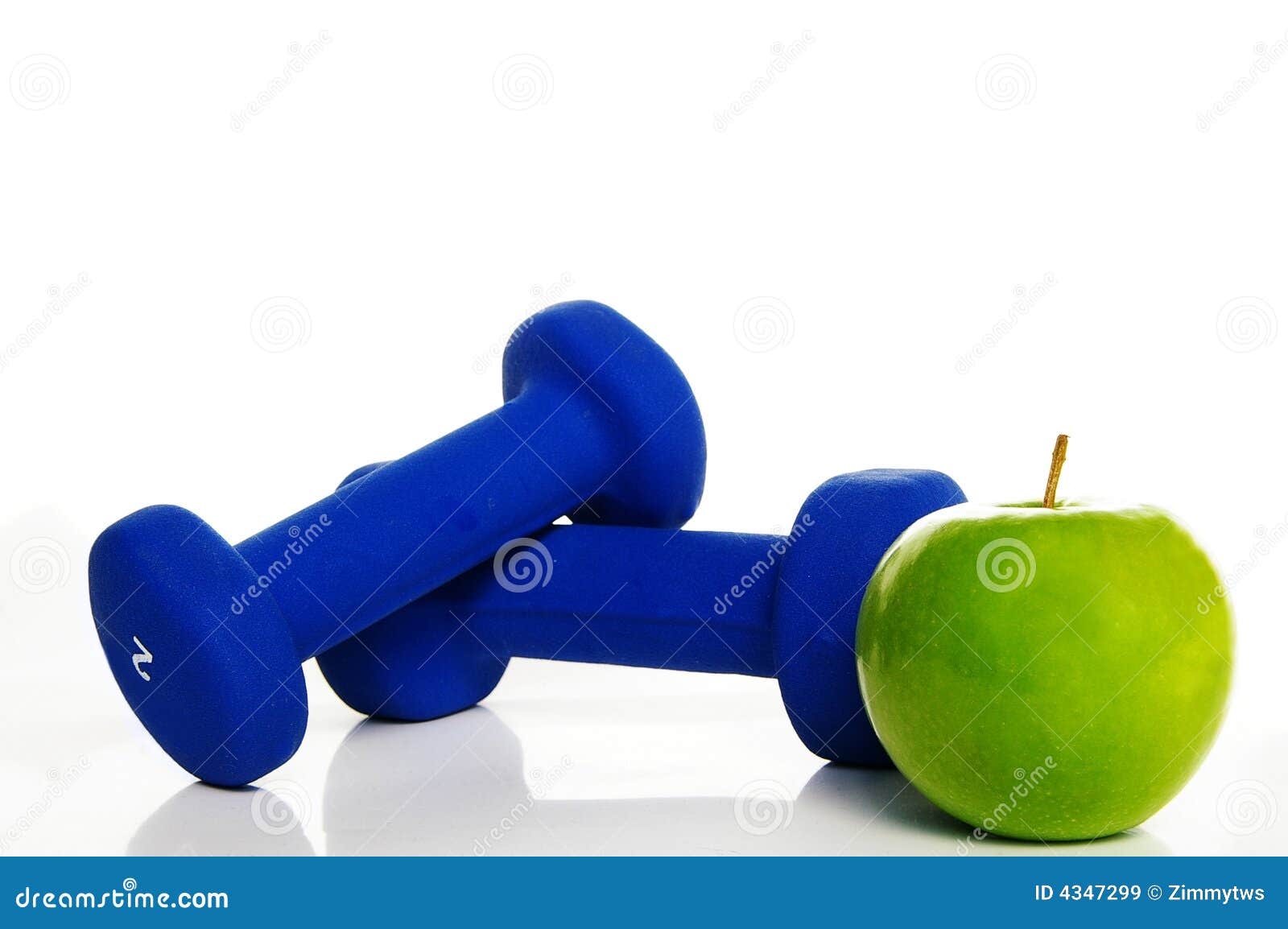 Weights and apple stock image. Image of muscles, healthy 4347299
