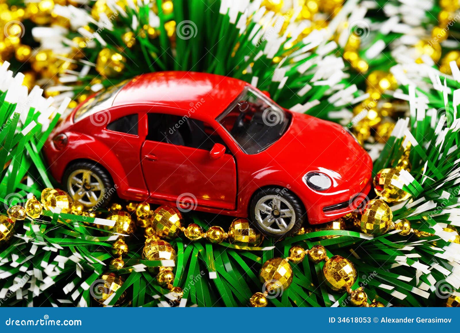 Weihnachten Und Rotes Auto Des Neuen Jahres Spielen Geschenk