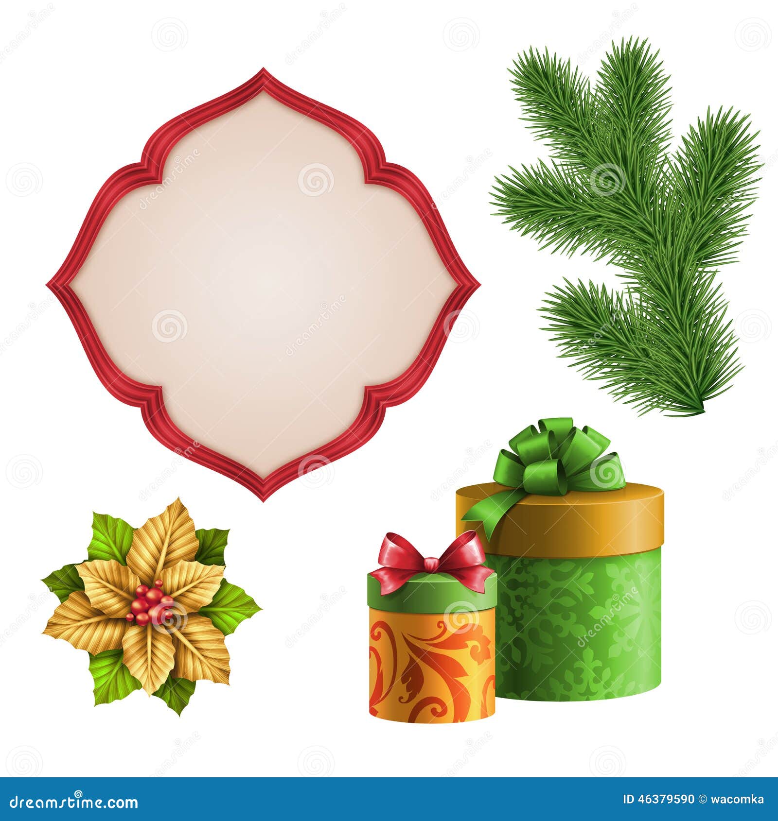 Weihnachten Verziert Den Clipart Der Auf Weissem Hintergrund Feriengeschenkgestaltungselemente Illustration Lokalisiert Wird Stock Abbildung Illustration Von Clipart Weihnachten