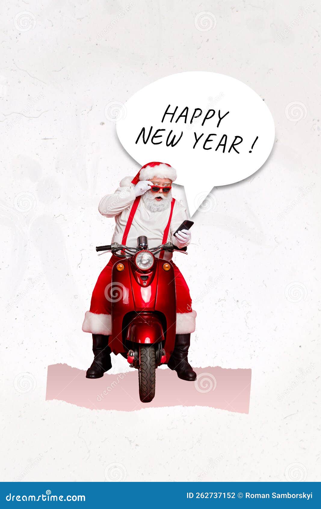 Weihnachts-Broschüre Collage Lustige Funky Santa Claus Auto-Motorrad  Liefern Traumgeschenke Sehen Gadget Glücklich Neues Jahr Stockfoto - Bild  von graphiken, liefern: 262737152