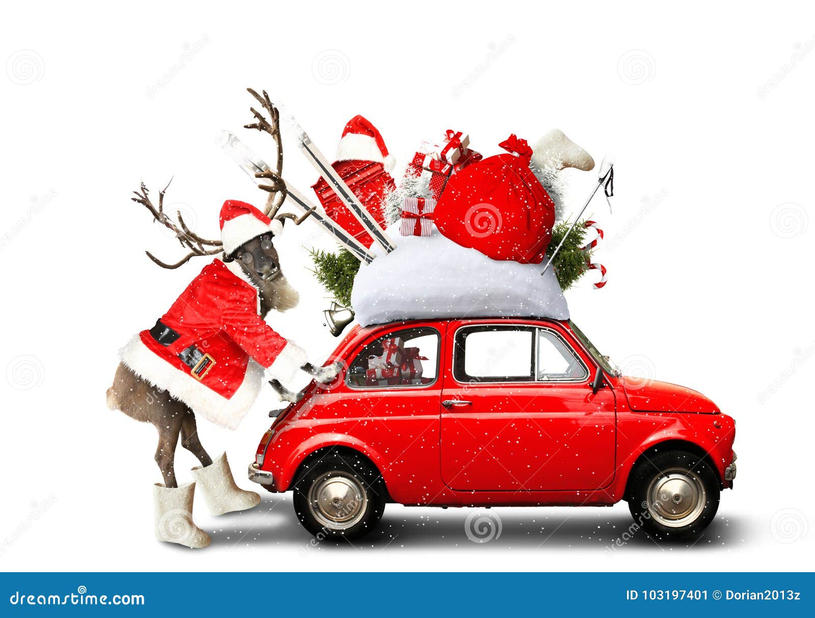 Weihnachten Und Rotes Auto Des Neuen Jahres Spielen Geschenk Stockbild -  Bild von hintergrund, weihnachten: 34618053
