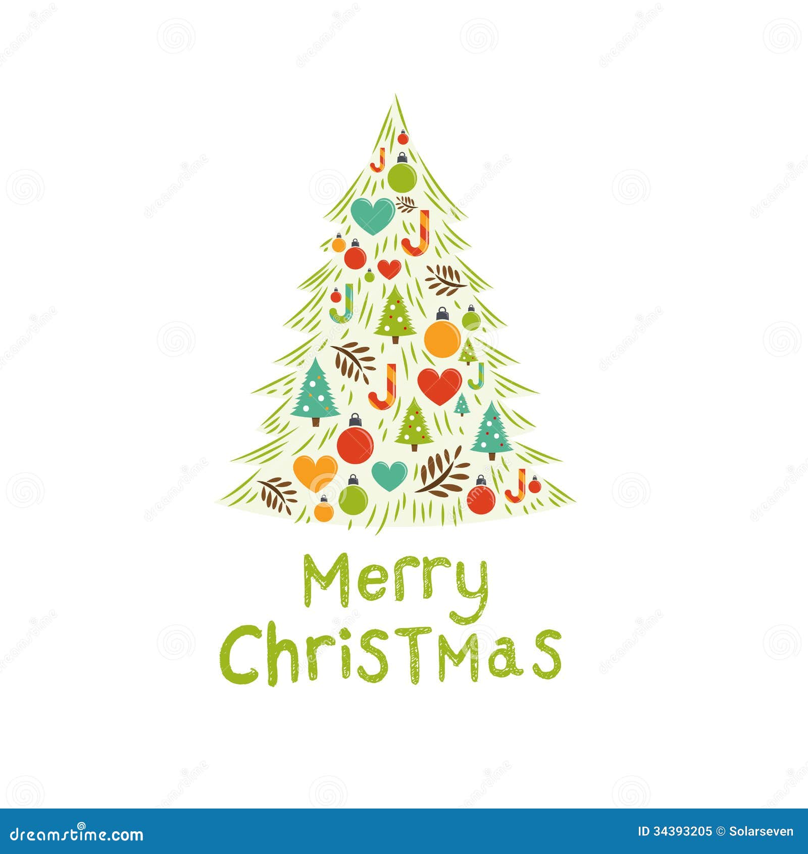 Weihnachtsbaum-Karte vektor abbildung. Illustration von flitter - 34393205