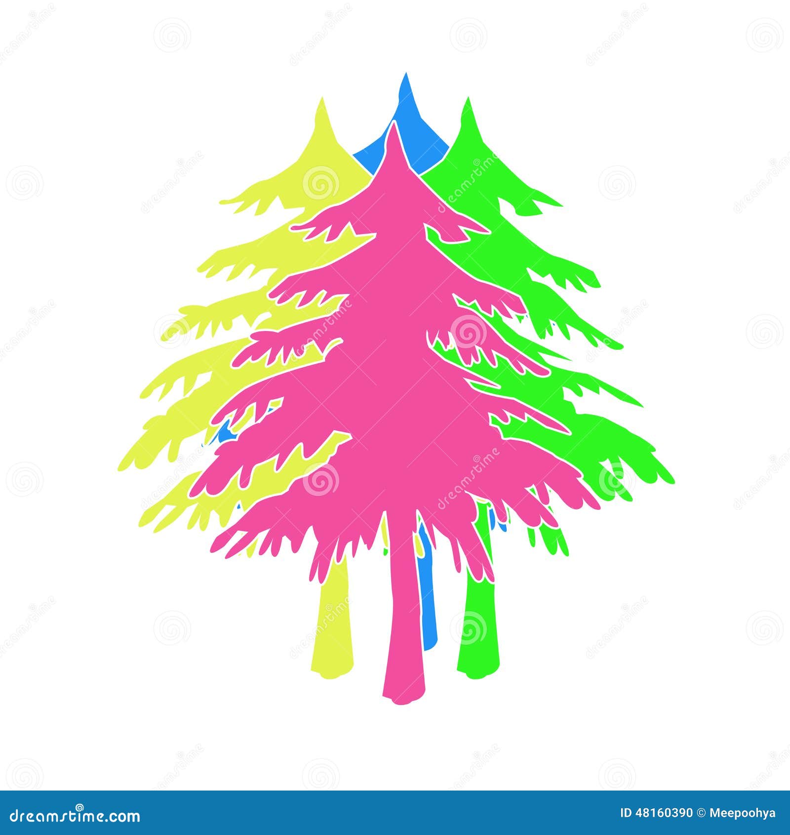 Weihnachtsbaum Von Buntem Gemalt Stock Abbildung Illustration Von Decorate Konzept