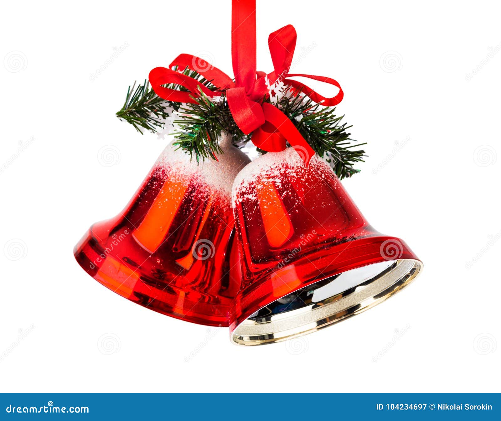 Weihnachtsglocken Mit Einem Roten Bogen Stockbild - Bild von getrennt ...