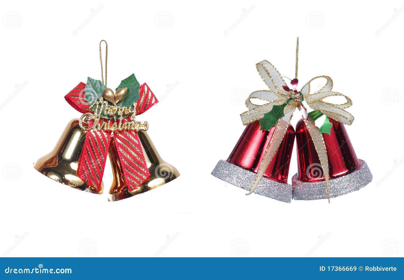 Weihnachtsglocken Mit Farbband Stockbild - Bild von feier, zweig: 17366669