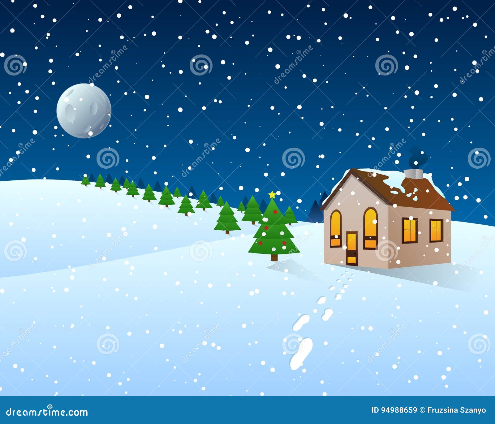 Weihnachtskarikatur Clipart Winter Landschaft Stock Abbildung Illustration Von Geschenke Feiertag