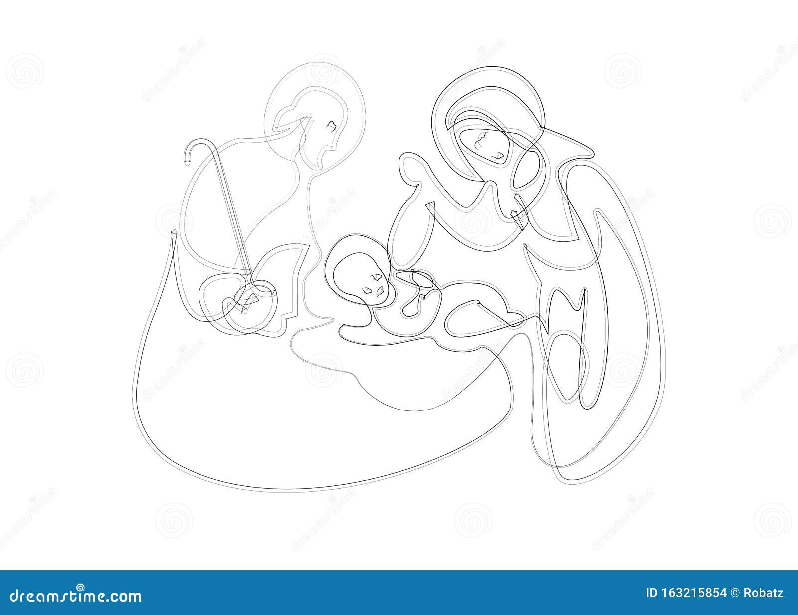 Weihnachtskrippe Szene Von Joseph Und Maria Die Das Kind Jesus Halten Handskizze Eine Linienzeichnung Vector Isoliert Auf Weiss Vektor Abbildung Illustration Von Weihnachten Betrieb 163215854