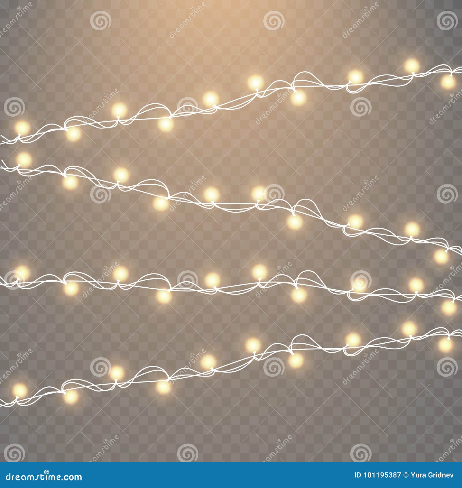 Weihnachtslichter lokalisiert auf transparentem Hintergrund Satz goldener Weihnachtsglühender Girlande Auch im corel abgehobenen