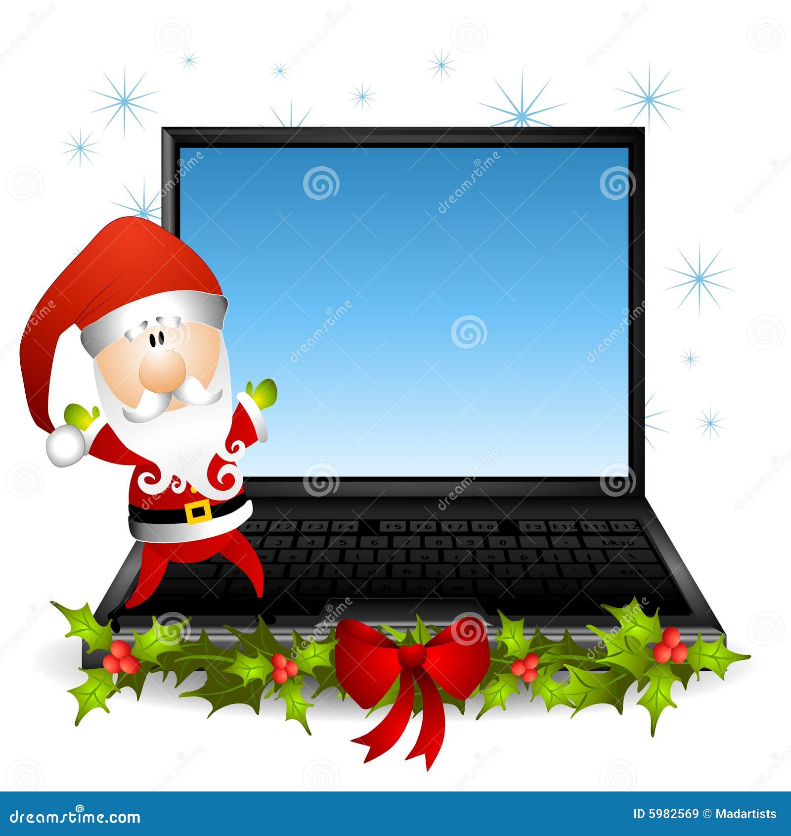 Weihnachtsmann Laptop Computer 2 Stock Abbildung Illustration Von Lustig Computer
