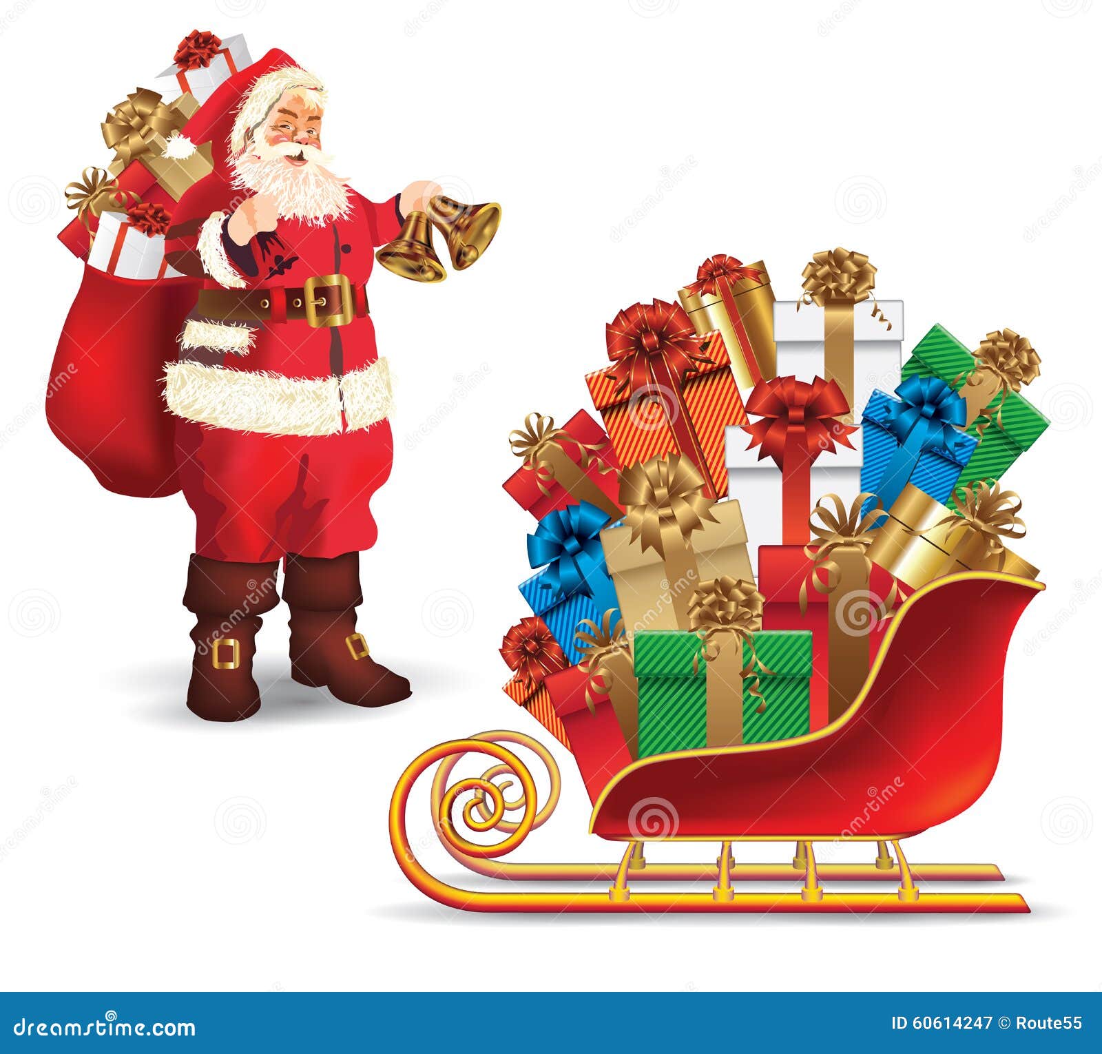 Weihnachtsmann Mit Geschenken Vektor Abbildung - Illustration von