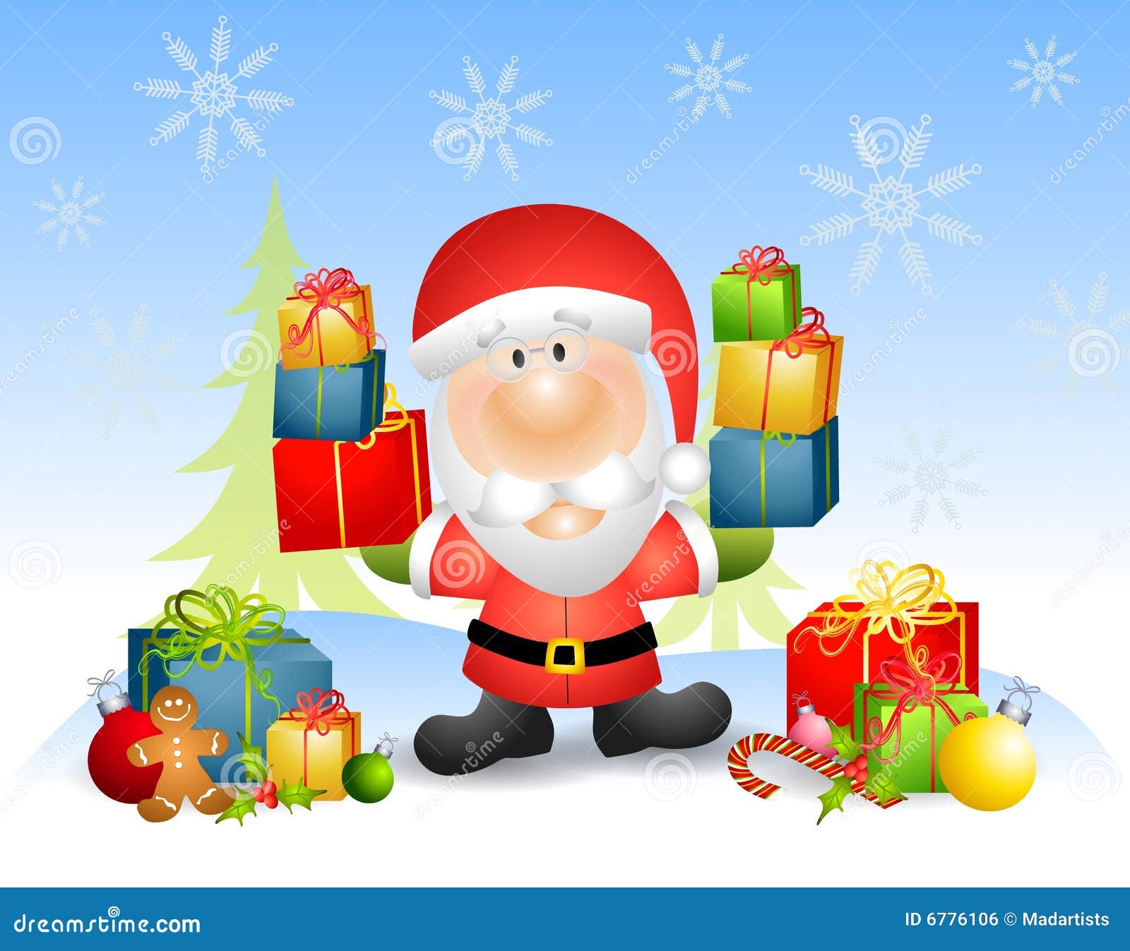 Weihnachtsmann Mit Geschenken Stock Abbildung - Illustration von bilder