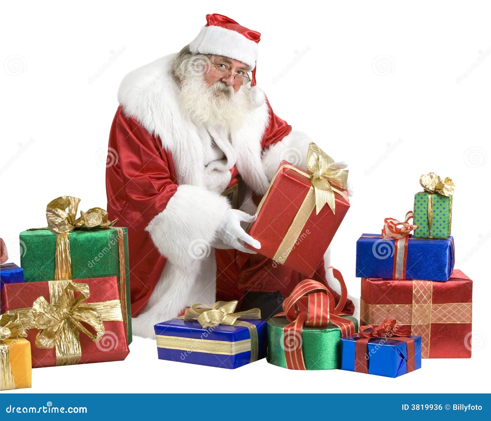 Weihnachtsmann-Portrait Mit Geschenken Stockfoto - Bild von freude