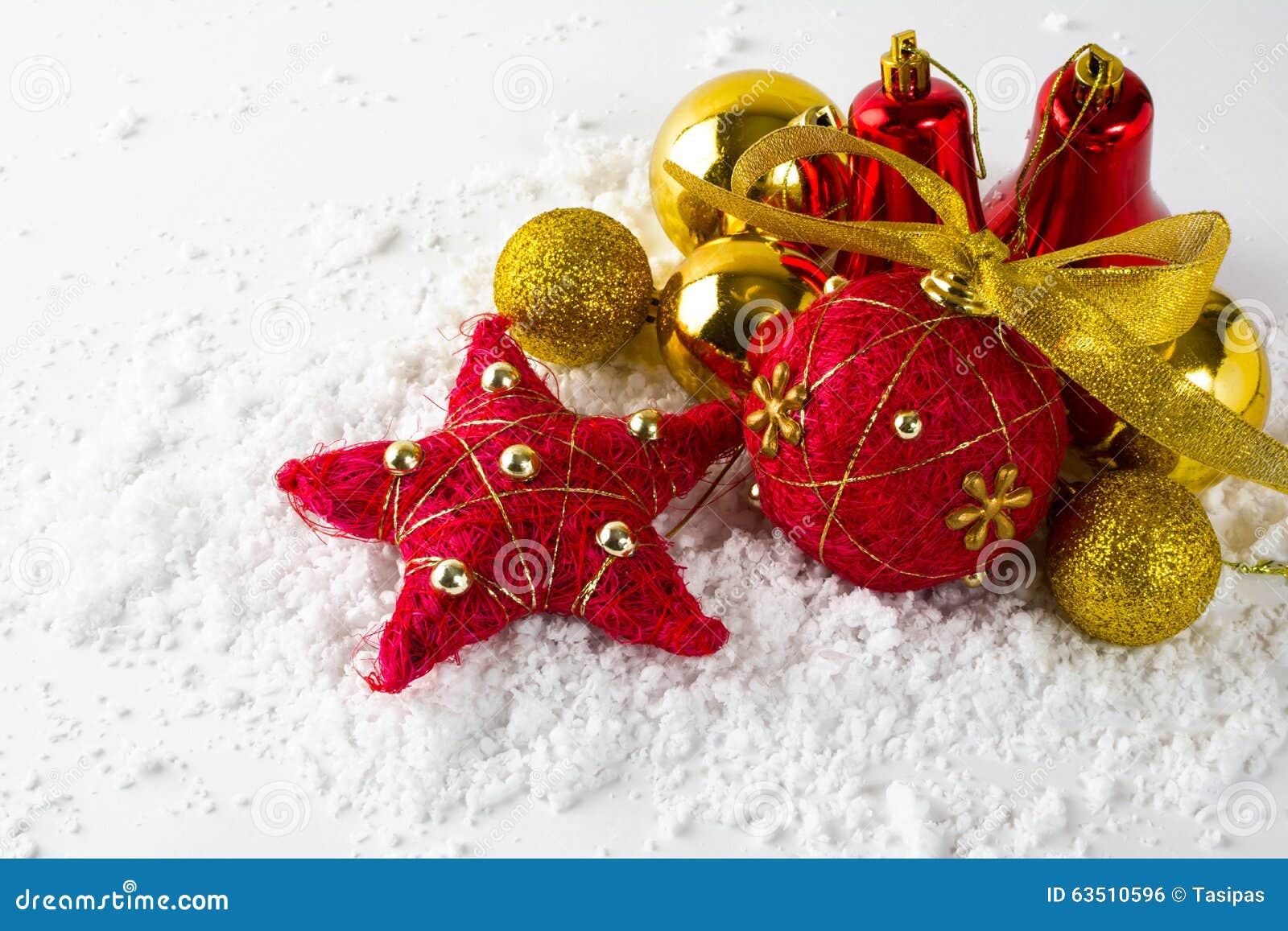 Weihnachtsrot Und Goldverzierung Stockfoto Bild Von Farbband Feld 63510596